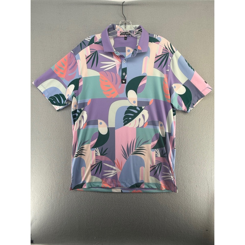Bad Birdie Mens Toucan Tropical Golf Polo Shirt Pastel SS24F3-BBMP001-468 Large
